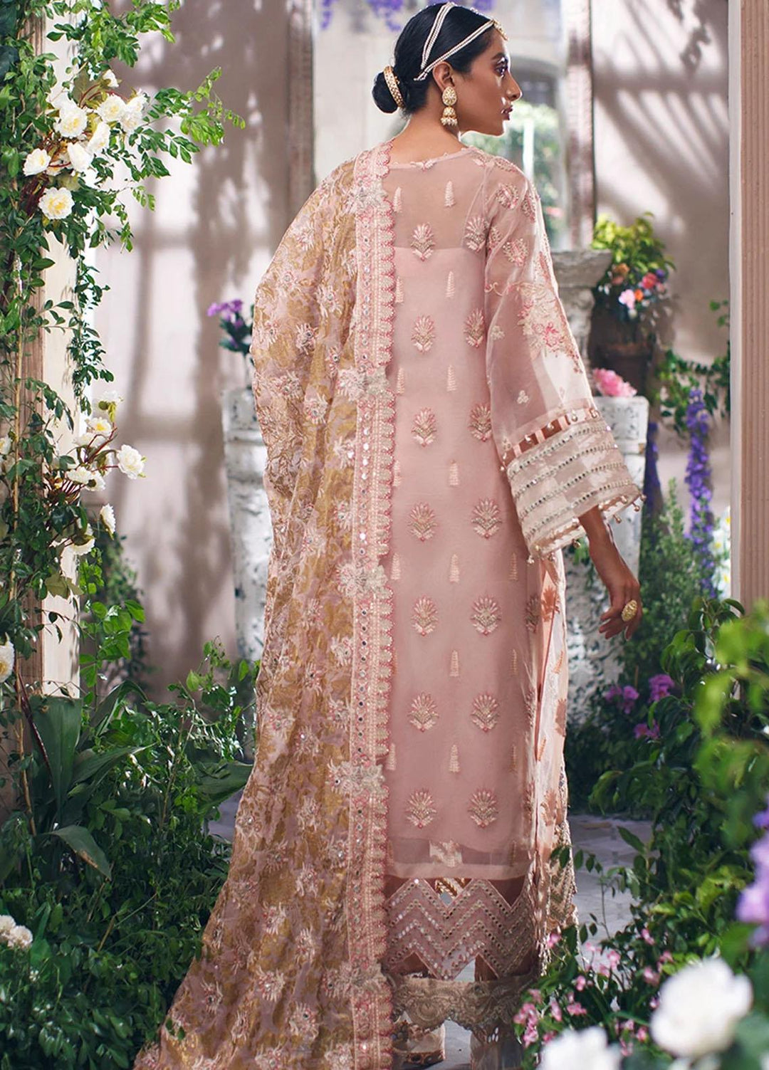 Mahgul Embroidered Organza Suits Unstitched 3 Piece MG21WU MWC-02 Opal Blossom - Wedding Formals Collection