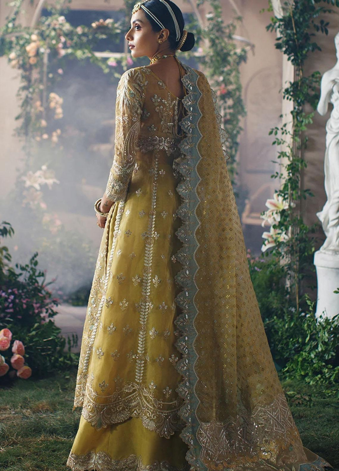 Mahgul Embroidered Organza Suits Unstitched 3 Piece MG21WU MWC-04 Amber - Wedding Formals Collection