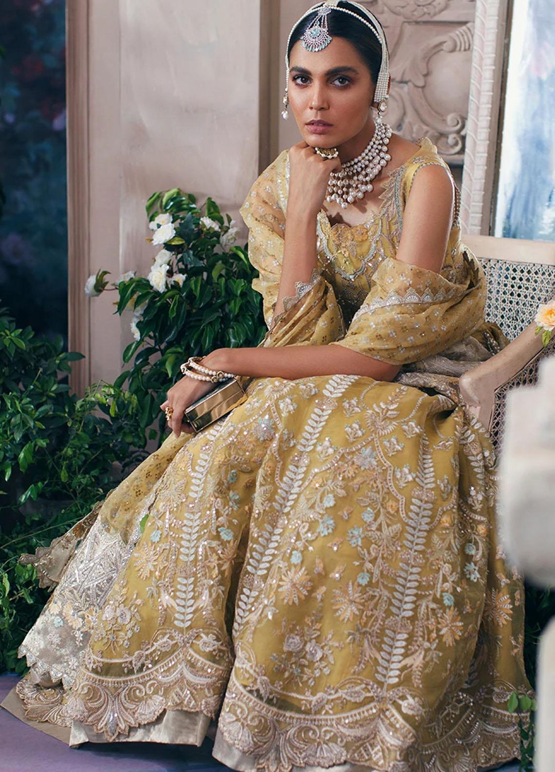 Mahgul Embroidered Organza Suits Unstitched 3 Piece MG21WU MWC-04 Amber - Wedding Formals Collection