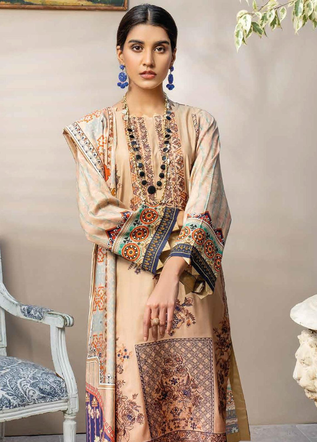 Mahi By Rang Rasiya Embroidered Cottel Linen Suits Unstitched 3 Piece RR21M 06 Havana - Winter Collection