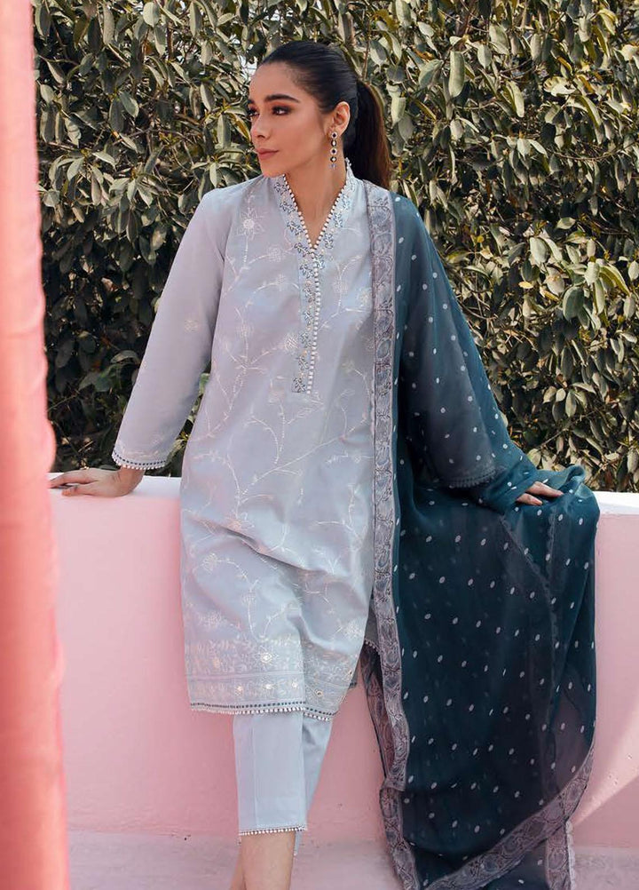 Mahiri By Cross Stitch Embroidered Lawn Suits Unstitched 3 Piece CS23M-V2 01 Horizon Pearl - Summer Collection
