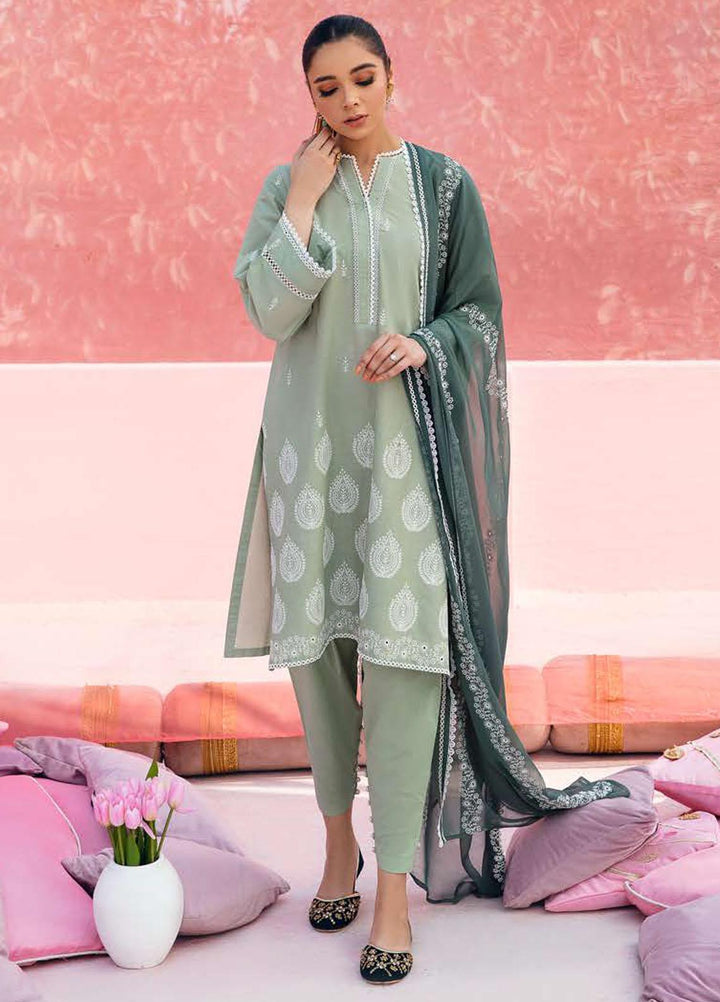 Mahiri By Cross Stitch Embroidered Lawn Suits Unstitched 3 Piece CS23M-V2 02 Laurel Sage - Summer Collection