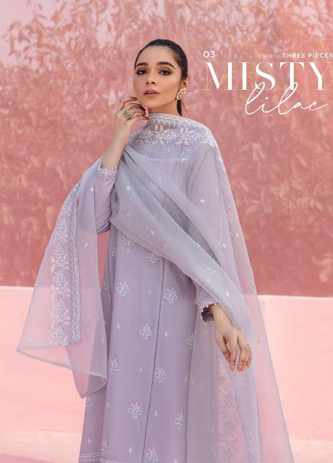 Mahiri By Cross Stitch Embroidered Lawn Suits Unstitched 3 Piece CS23M-V2 03 Misty Lilac - Summer Collection