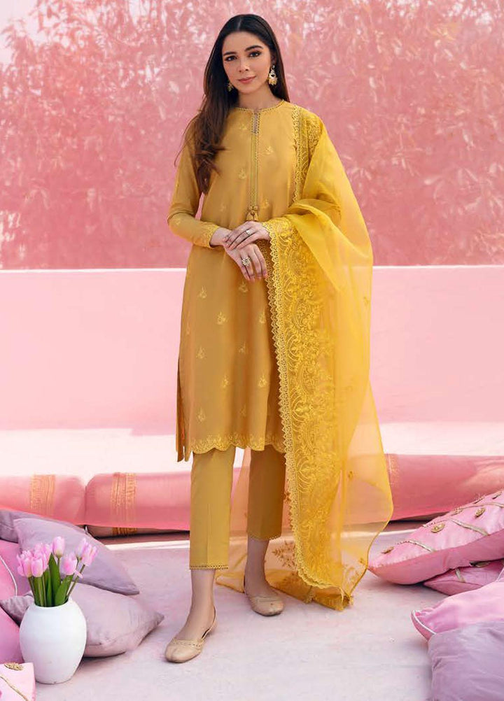 Mahiri By Cross Stitch Embroidered Lawn Suits Unstitched 3 Piece CS23M-V2 04 Mustard Ceylon - Summer Collection