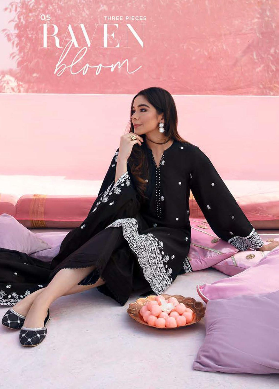 Mahiri By Cross Stitch Embroidered Lawn Suits Unstitched 3 Piece CS23M-V2 05 Raven Bloom - Summer Collection