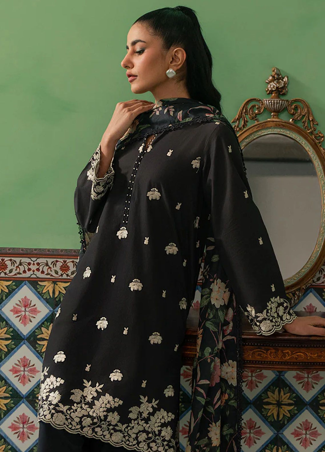 Mahiri by Cross Stitch Embroidered Lawn Suits Unstitched 3 Piece CS24M D-05 Raven Flora - Summer Collection