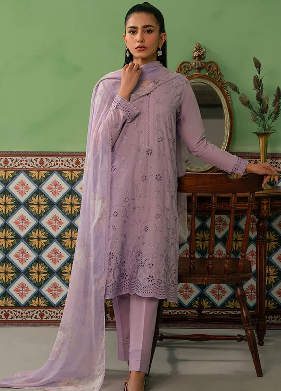 Mahiri by Cross Stitch Embroidered Lawn Suits Unstitched 3 Piece CS24M D-07 Lilac Haze - Summer Collection