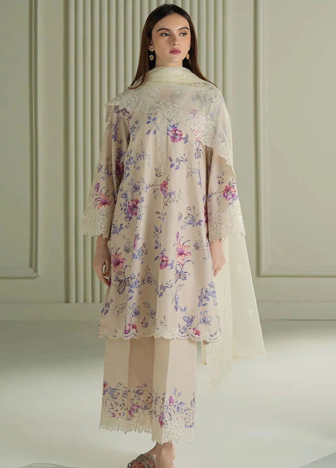 Mahiri by Cross Stitch Embroidered Lawn Suits Unstitched 3 Piece CS25ML Blooming Sand - Summer Collection