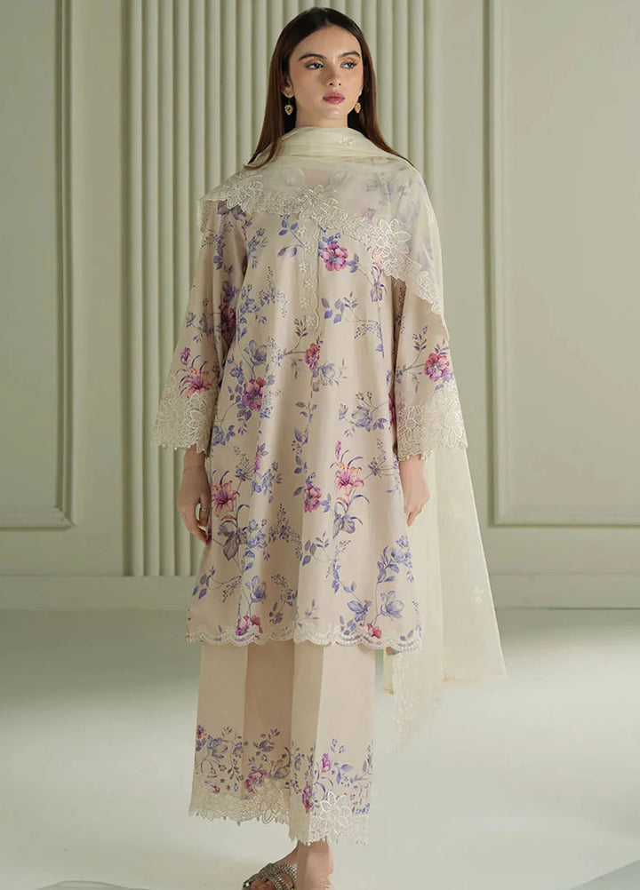 Mahiri by Cross Stitch Embroidered Lawn Suits Unstitched 3 Piece CS25ML Blooming Sand - Summer Collection