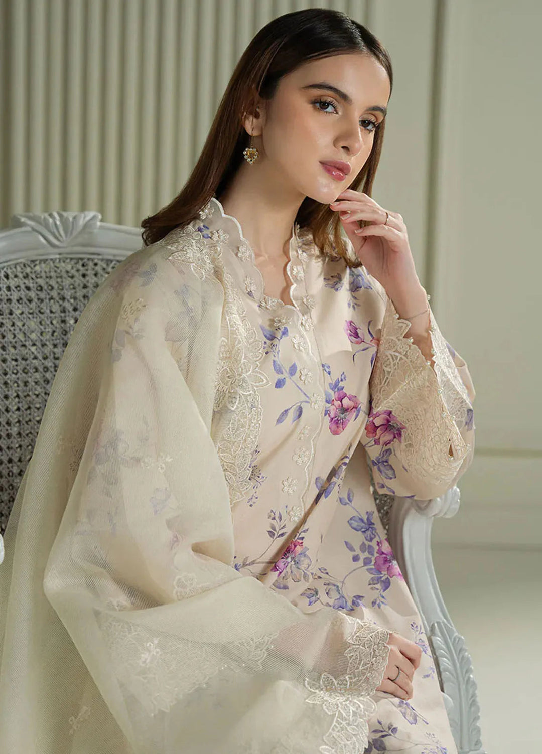 Mahiri by Cross Stitch Embroidered Lawn Suits Unstitched 3 Piece CS25ML Blooming Sand - Summer Collection