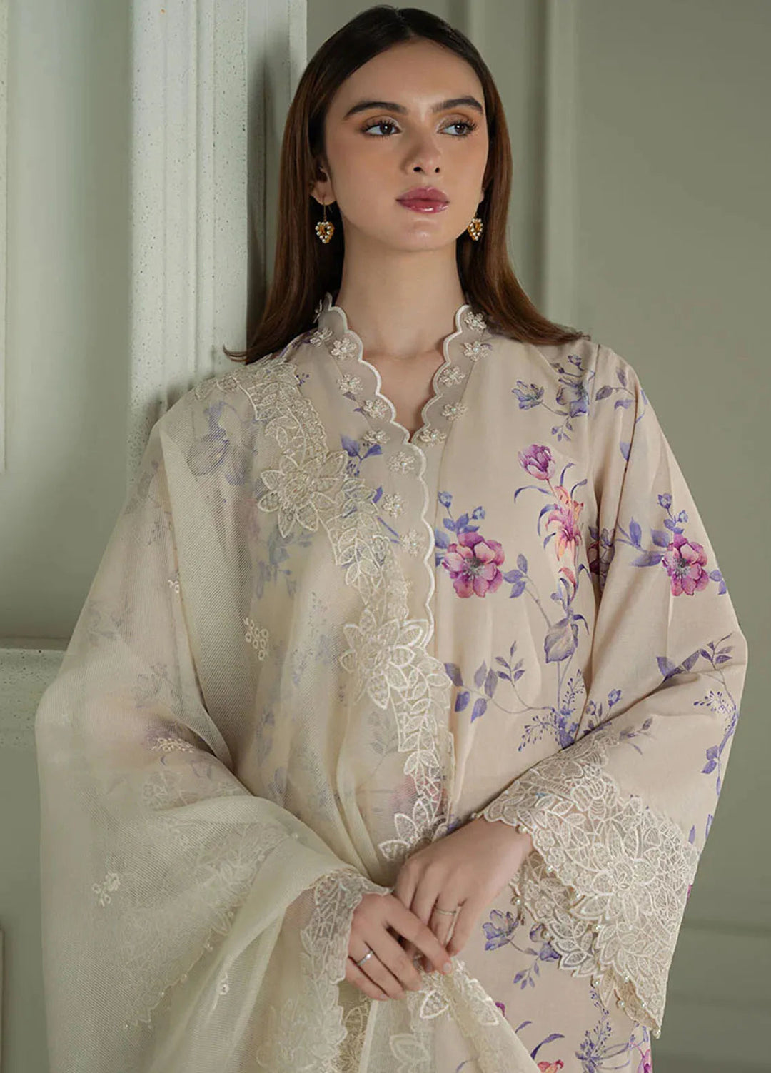 Mahiri by Cross Stitch Embroidered Lawn Suits Unstitched 3 Piece CS25ML Blooming Sand - Summer Collection