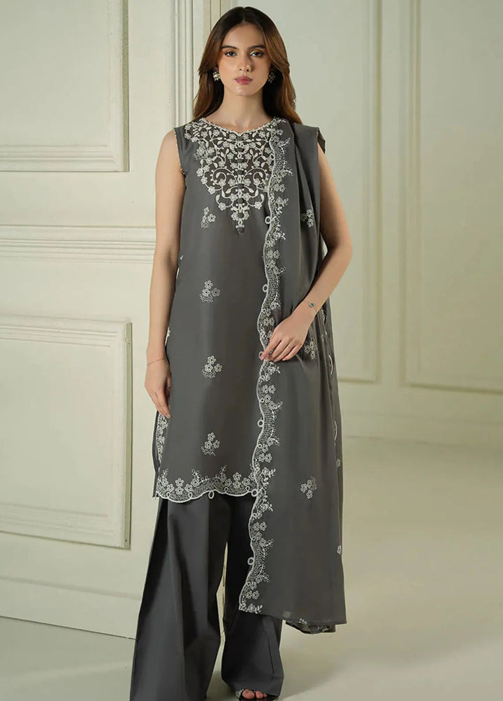 Mahiri by Cross Stitch Embroidered Lawn Suits Unstitched 3 Piece CS25ML Floral Ash - Summer Collection