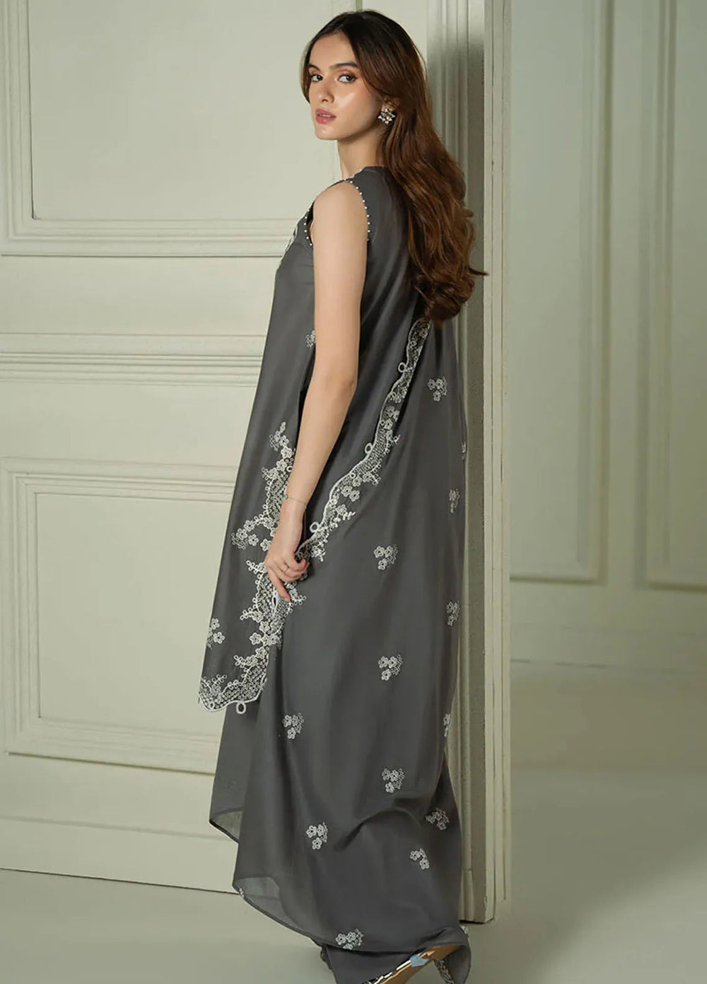 Mahiri by Cross Stitch Embroidered Lawn Suits Unstitched 3 Piece CS25ML Floral Ash - Summer Collection
