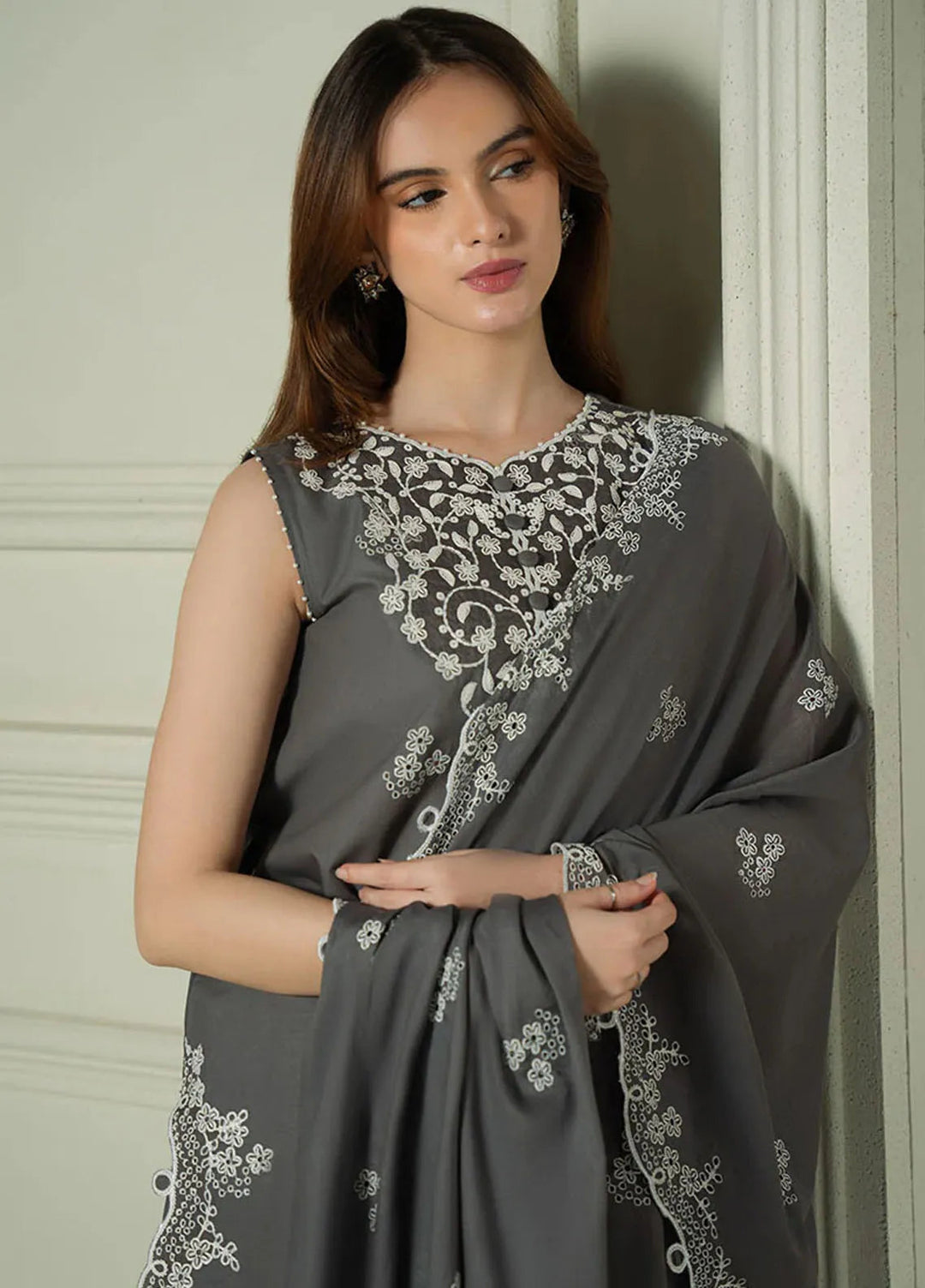 Mahiri by Cross Stitch Embroidered Lawn Suits Unstitched 3 Piece CS25ML Floral Ash - Summer Collection