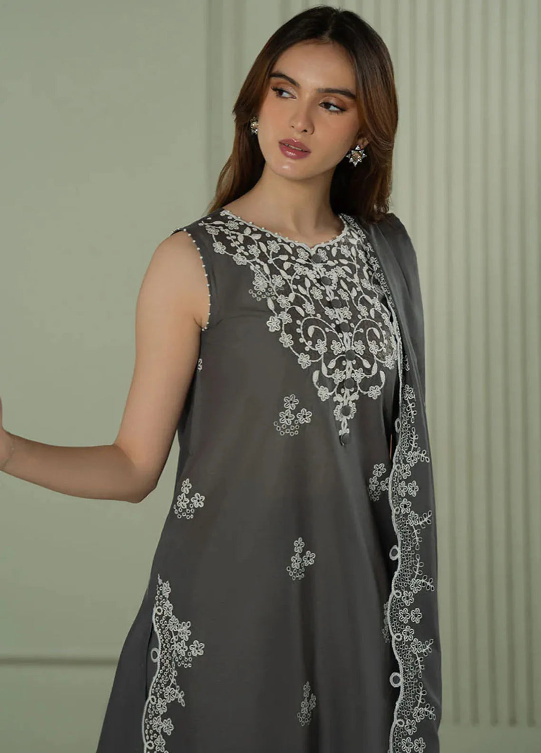 Mahiri by Cross Stitch Embroidered Lawn Suits Unstitched 3 Piece CS25ML Floral Ash - Summer Collection