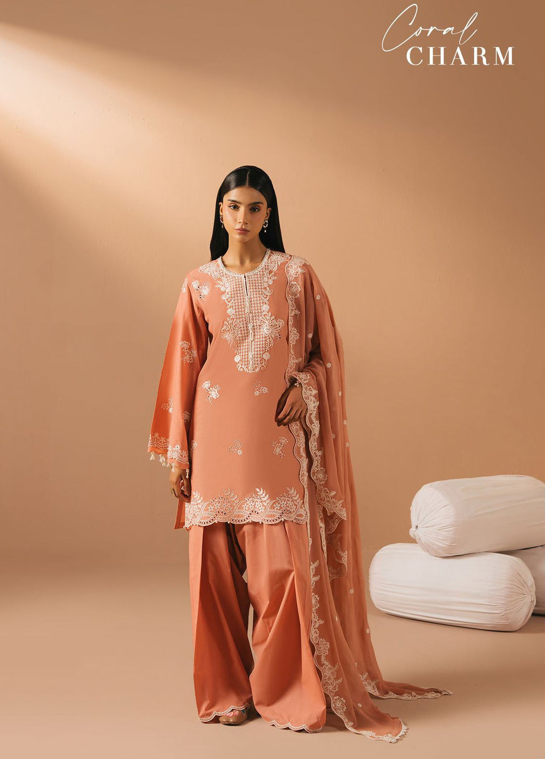 Mahiri by Cross Stitch Embroidered Lawn Suits Unstitched 3 Piece CS25ML4 Coral Charm - Summer Collection