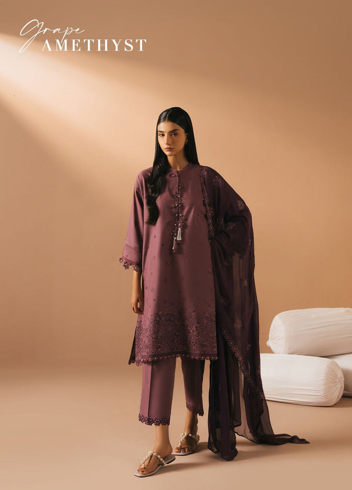 Mahiri by Cross Stitch Embroidered Lawn Suits Unstitched 3 Piece CS25ML4 Grape Amethyst - Summer Collection