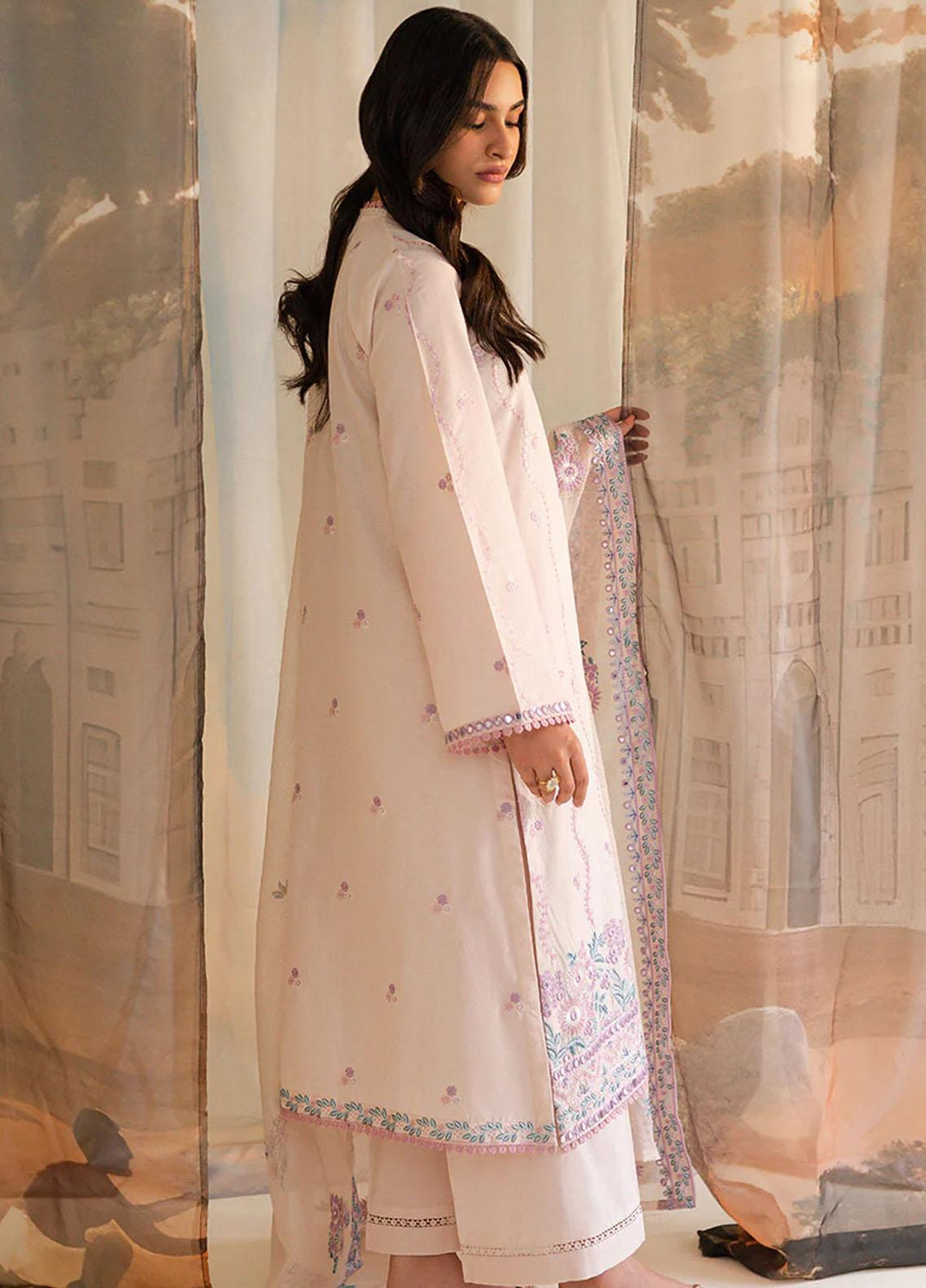 Mahiri By Cross Stitch Embroidered Lawn Suits Unstitched 3 Piece CS23M-V4 Hushed Violet - Summer Collection