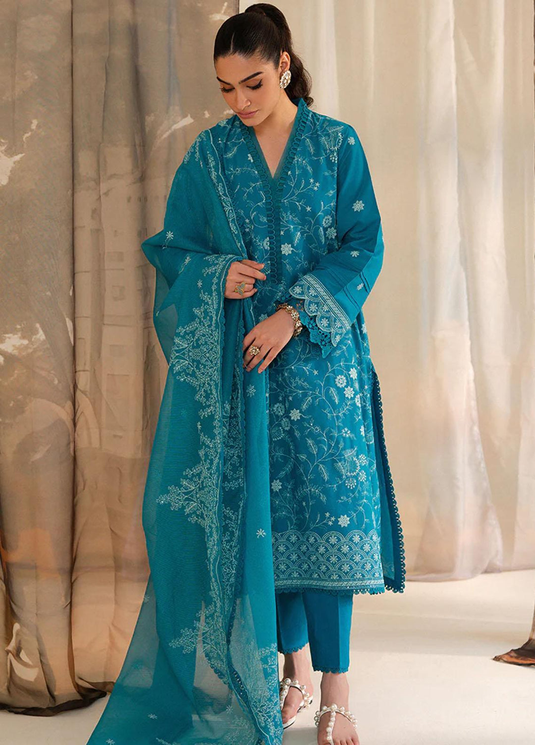 Mahiri By Cross Stitch Embroidered Lawn Suits Unstitched 3 Piece CS23M-V4 Beryl Bliss - Summer Collection