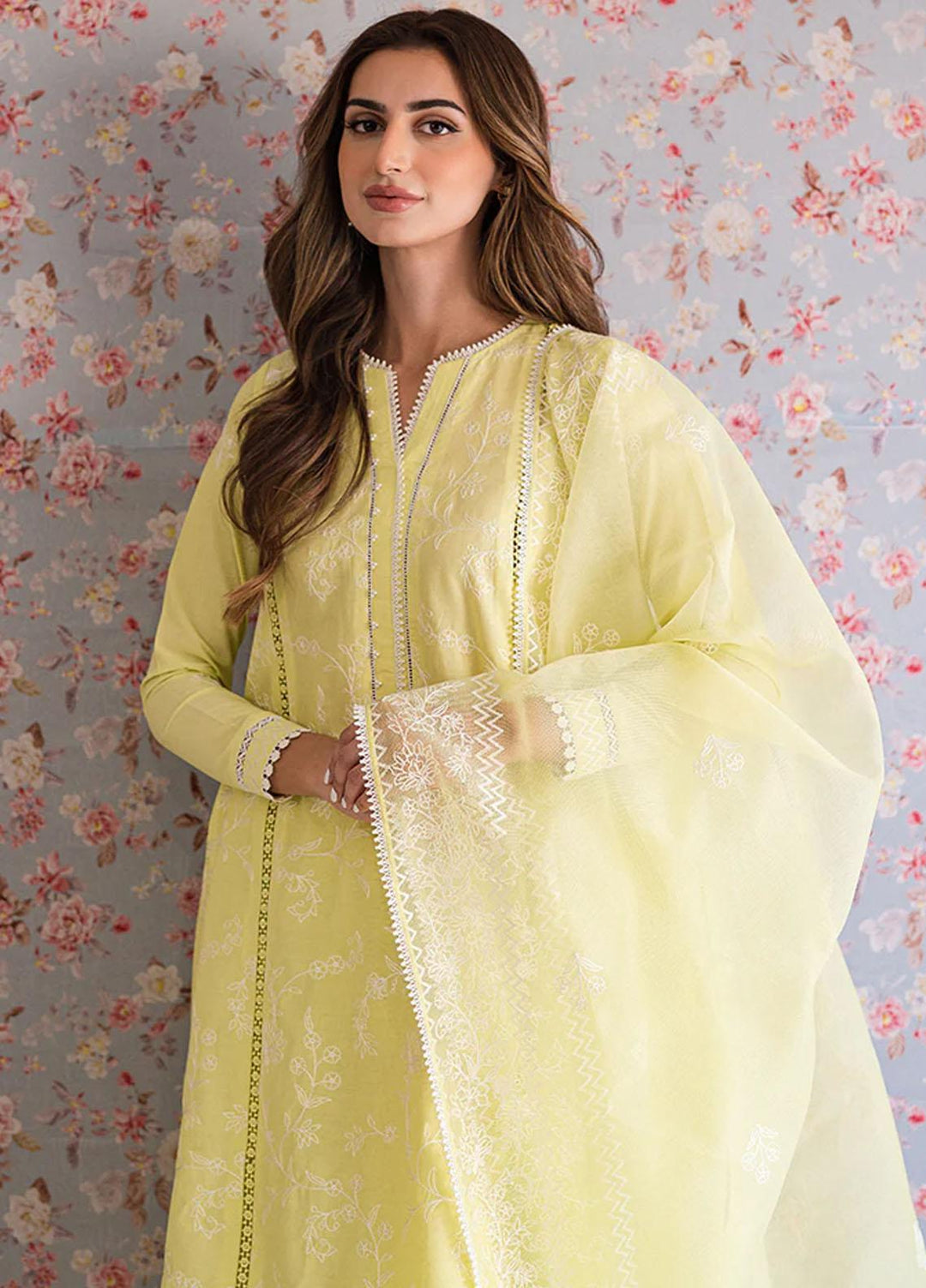 Mahiri By Cross Stitch Embroidered Lawn Suits Unstitched 3 Piece CS23M-V5 D-01 Calla Green - Summer Collection