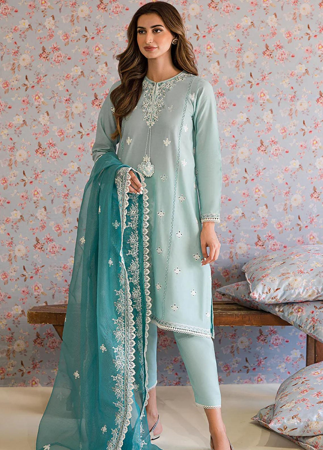 Mahiri By Cross Stitch Embroidered Lawn Suits Unstitched 3 Piece CS23M-V5 D-02 Corsican Pearl - Summer Collection