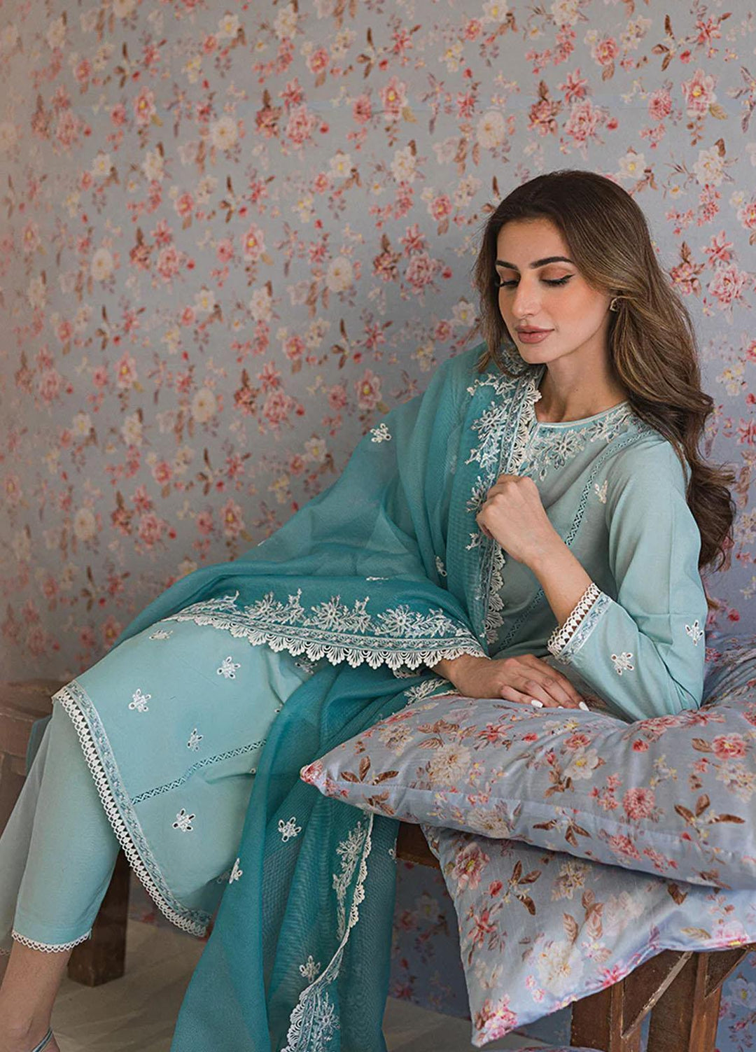 Mahiri By Cross Stitch Embroidered Lawn Suits Unstitched 3 Piece CS23M-V5 D-02 Corsican Pearl - Summer Collection