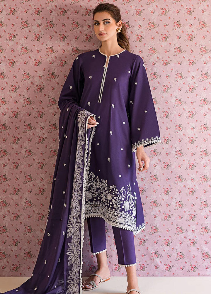 Mahiri By Cross Stitch Embroidered Lawn Suits Unstitched 3 Piece CS23M-V5 D-05 Parachute Purple - Summer Collection
