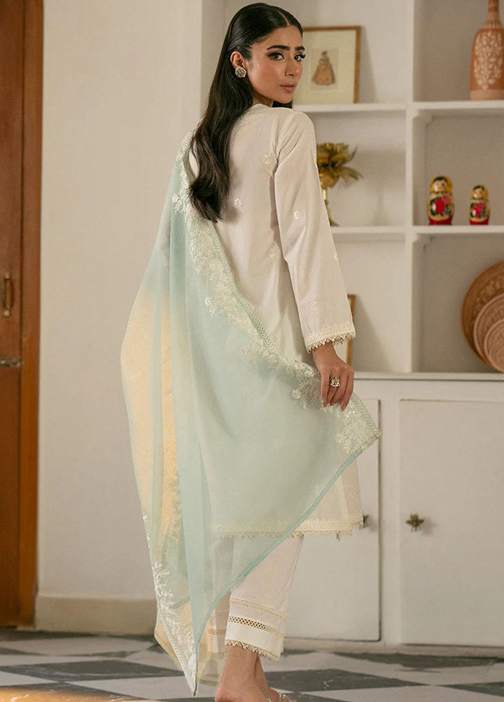 Mahiri By Cross Stitch Embroidered Cambric Suits Unstitched 3 Piece CS23M-V6 D-02 Ivory Orchid - Festive Collection