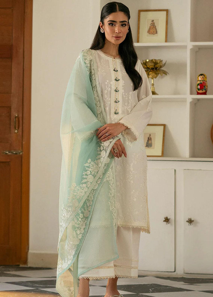 Mahiri By Cross Stitch Embroidered Cambric Suits Unstitched 3 Piece CS23M-V6 D-02 Ivory Orchid - Festive Collection