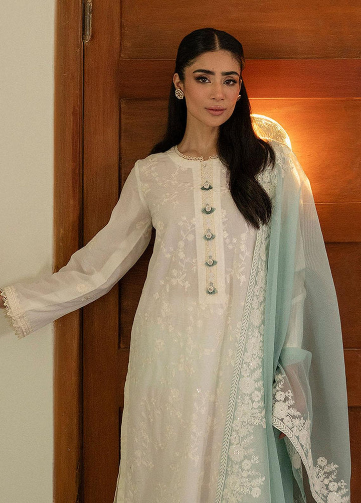 Mahiri By Cross Stitch Embroidered Cambric Suits Unstitched 3 Piece CS23M-V6 D-02 Ivory Orchid - Festive Collection