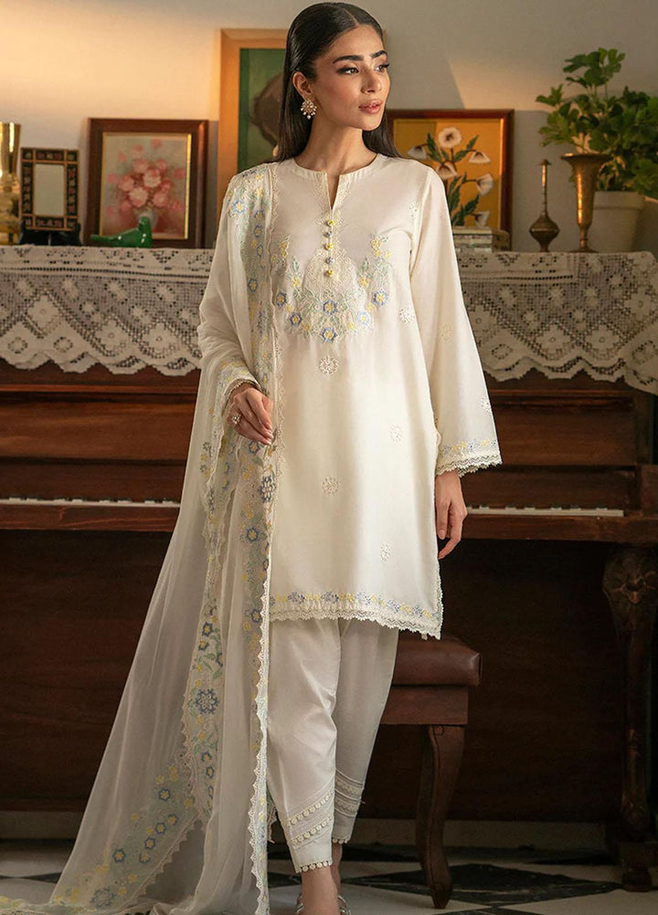 Mahiri By Cross Stitch Embroidered Cambric Suits Unstitched 3 Piece CS23M-V6 D-03 Grizzled Pearl - Festive Collection