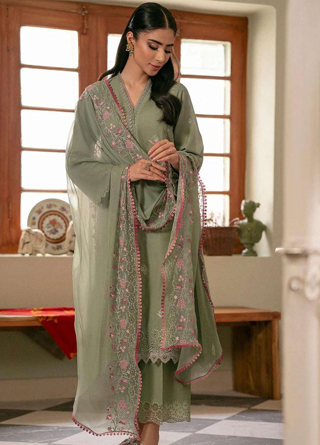 Mahiri By Cross Stitch Embroidered Cambric Suits Unstitched 3 Piece CS23M-V6 D-05 Ethereal Smoke - Festive Collection