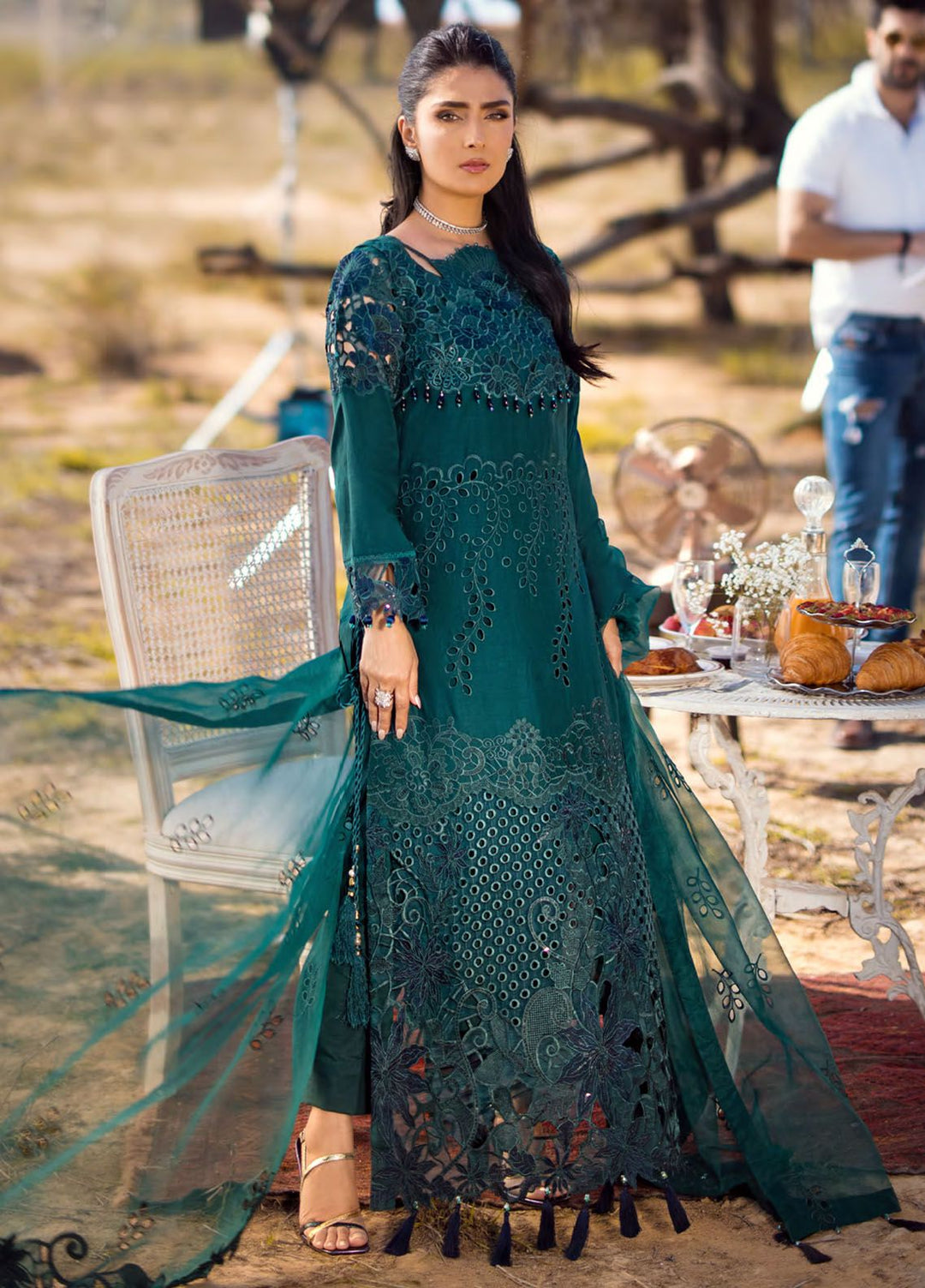 Mahiymaan By Al Zohaib Embroidered Lawn Suits Unstitched 3 Piece MAH24LL M-02 Evergreen Enchantment - Luxury Collection