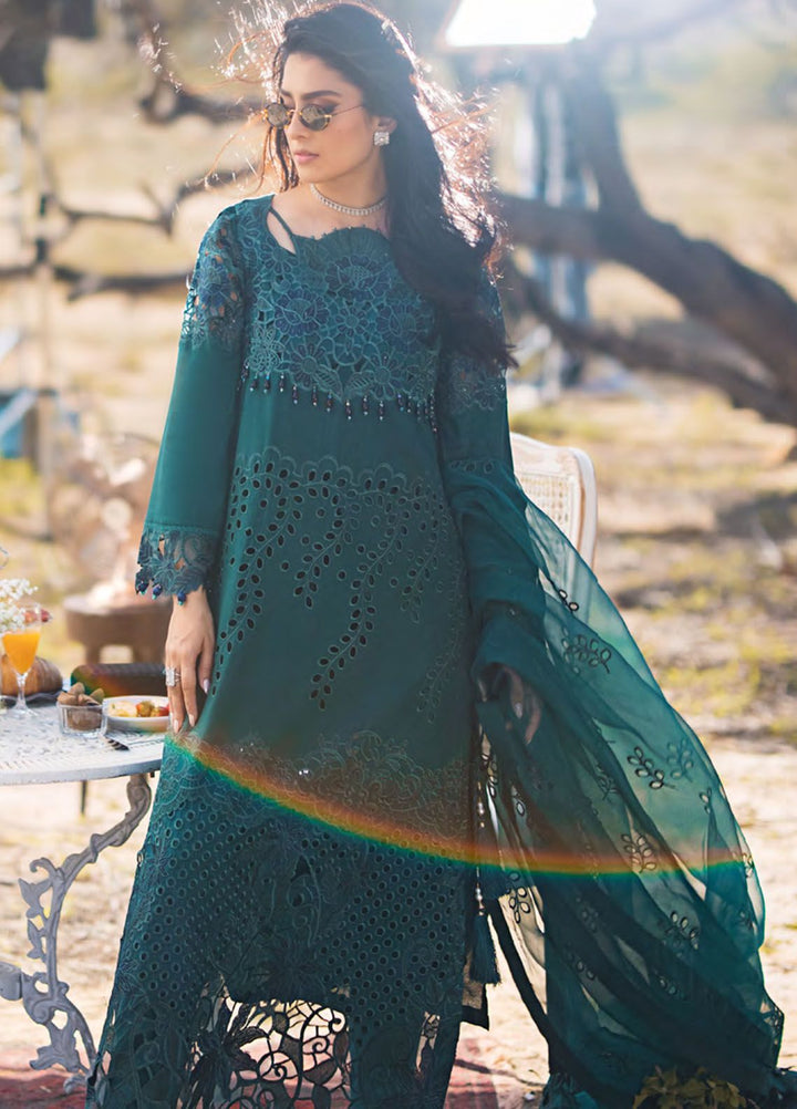 Mahiymaan By Al Zohaib Embroidered Lawn Suits Unstitched 3 Piece MAH24LL M-02 Evergreen Enchantment - Luxury Collection