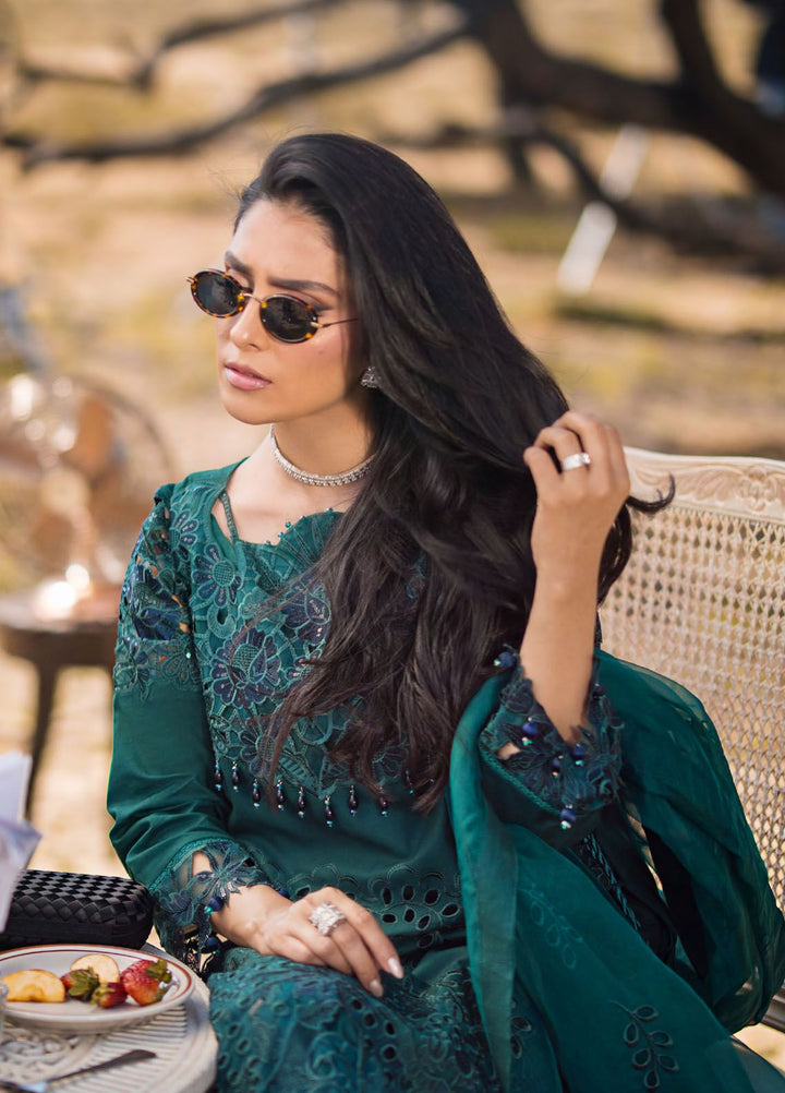Mahiymaan By Al Zohaib Embroidered Lawn Suits Unstitched 3 Piece MAH24LL M-02 Evergreen Enchantment - Luxury Collection