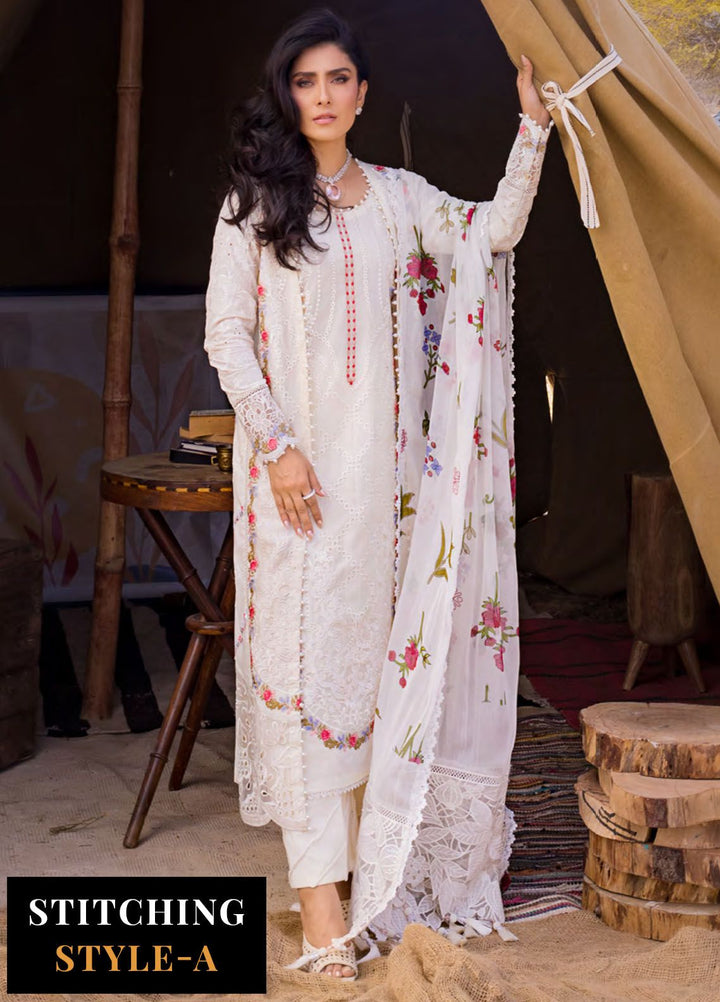 Mahiymaan By Al Zohaib Embroidered Lawn Suits Unstitched 3 Piece MAH24LL M-03 Pristine Flair - Luxury Collection