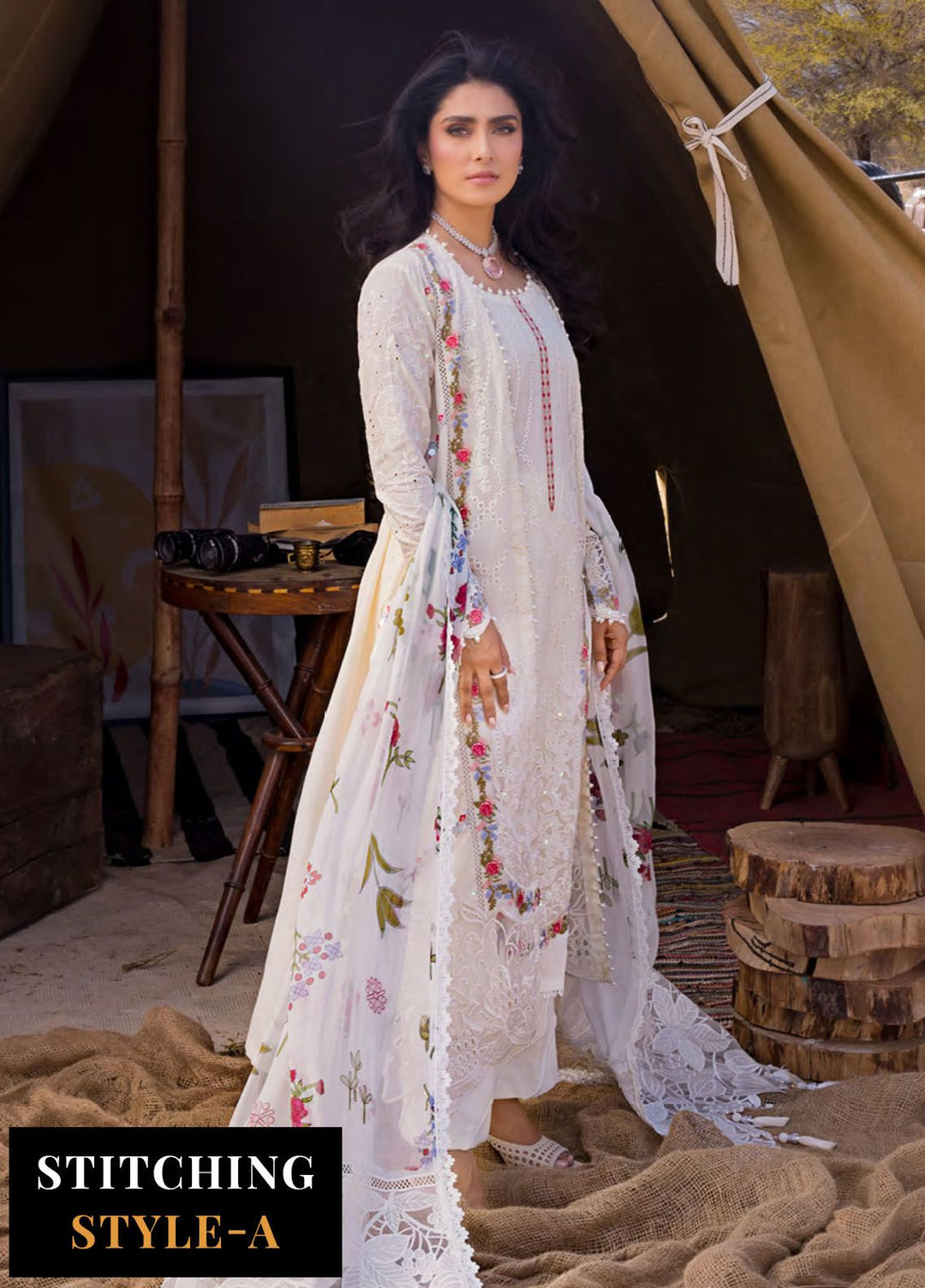 Mahiymaan By Al Zohaib Embroidered Lawn Suits Unstitched 3 Piece MAH24LL M-03 Pristine Flair - Luxury Collection