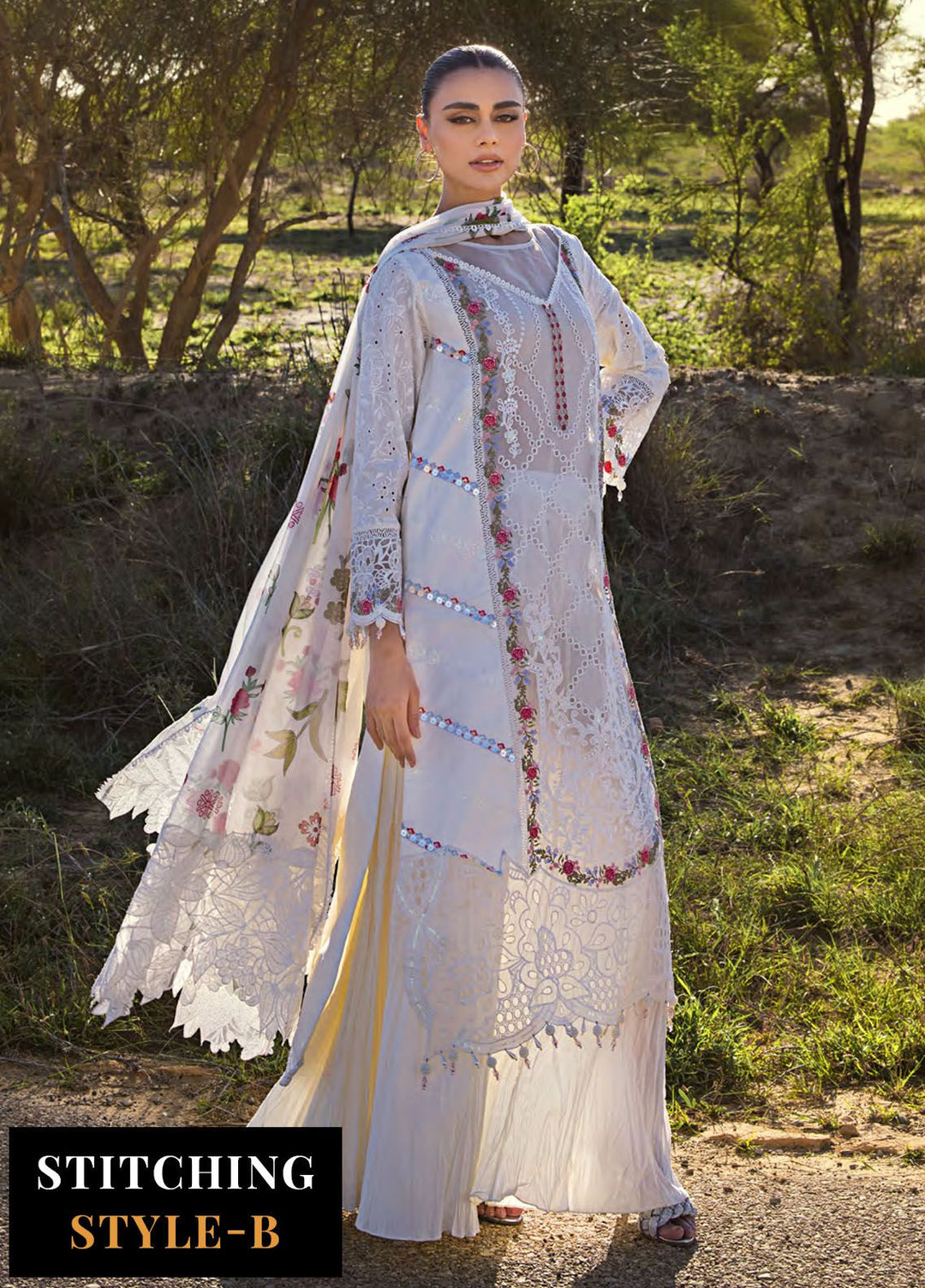 Mahiymaan By Al Zohaib Embroidered Lawn Suits Unstitched 3 Piece MAH24LL M-03 Pristine Flair - Luxury Collection