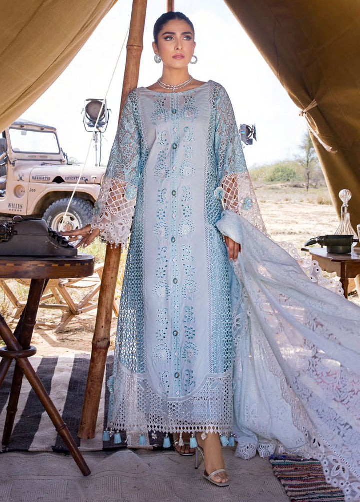 Mahiymaan By Al Zohaib Embroidered Lawn Suits Unstitched 3 Piece MAH24LL M-04 Serene Skyline - Luxury Collection