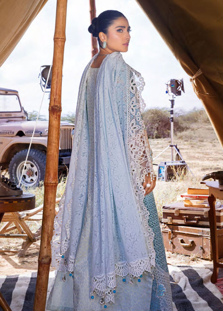 Mahiymaan By Al Zohaib Embroidered Lawn Suits Unstitched 3 Piece MAH24LL M-04 Serene Skyline - Luxury Collection