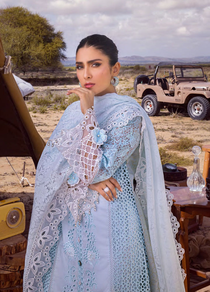 Mahiymaan By Al Zohaib Embroidered Lawn Suits Unstitched 3 Piece MAH24LL M-04 Serene Skyline - Luxury Collection