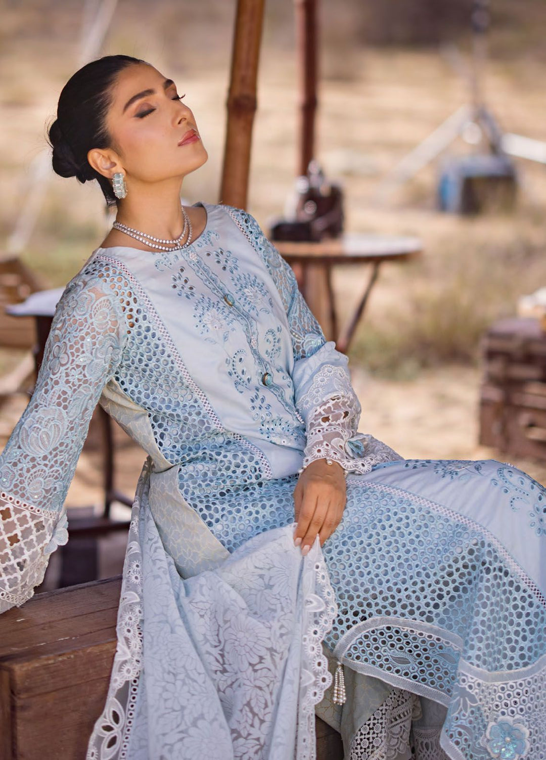 Mahiymaan By Al Zohaib Embroidered Lawn Suits Unstitched 3 Piece MAH24LL M-04 Serene Skyline - Luxury Collection