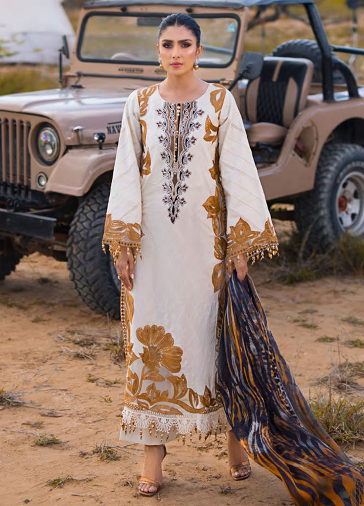 Mahiymaan By Al Zohaib Embroidered Lawn Suits Unstitched 3 Piece MAH24LL M-05 Safri Splendour - Luxury Collection