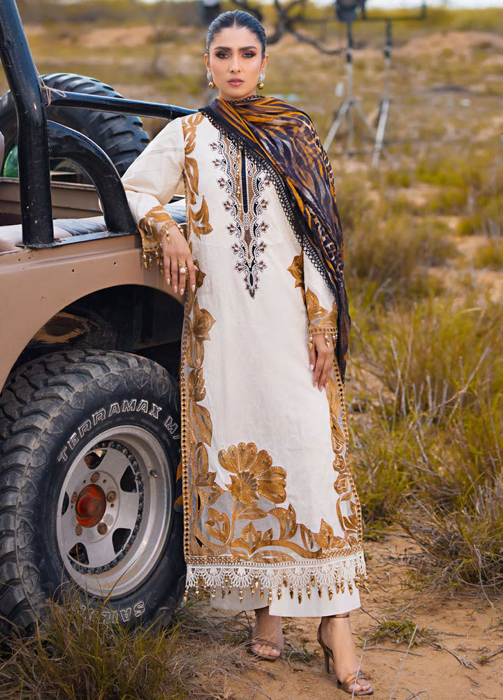 Mahiymaan By Al Zohaib Embroidered Lawn Suits Unstitched 3 Piece MAH24LL M-05 Safri Splendour - Luxury Collection