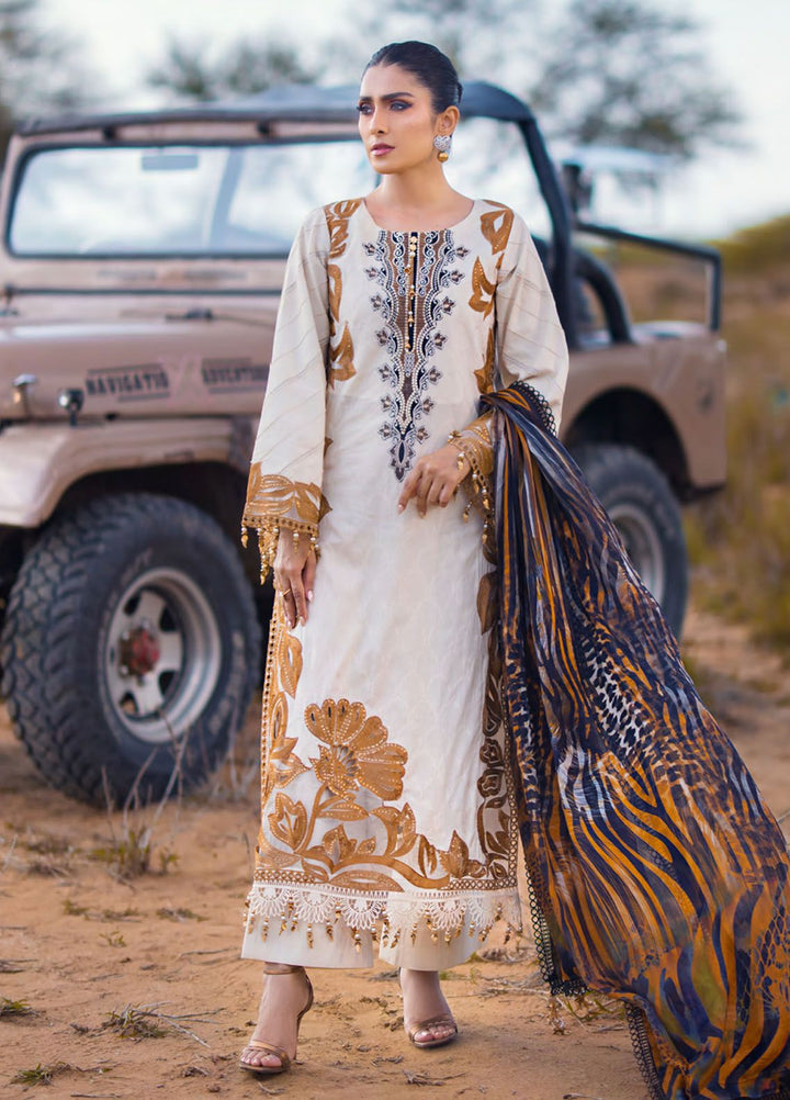 Mahiymaan By Al Zohaib Embroidered Lawn Suits Unstitched 3 Piece MAH24LL M-05 Safri Splendour - Luxury Collection