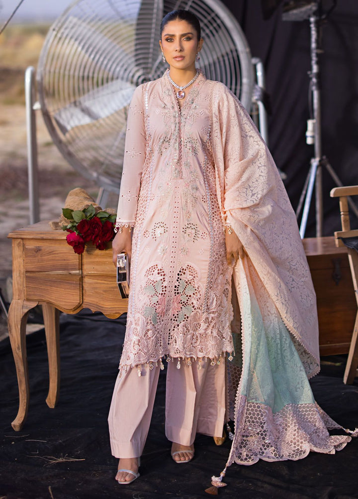 Mahiymaan By Al Zohaib Embroidered Lawn Suits Unstitched 3 Piece MAH24LL M-07 Rose Gold - Luxury Collection