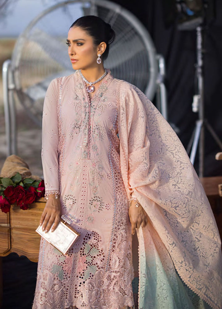 Mahiymaan By Al Zohaib Embroidered Lawn Suits Unstitched 3 Piece MAH24LL M-07 Rose Gold - Luxury Collection
