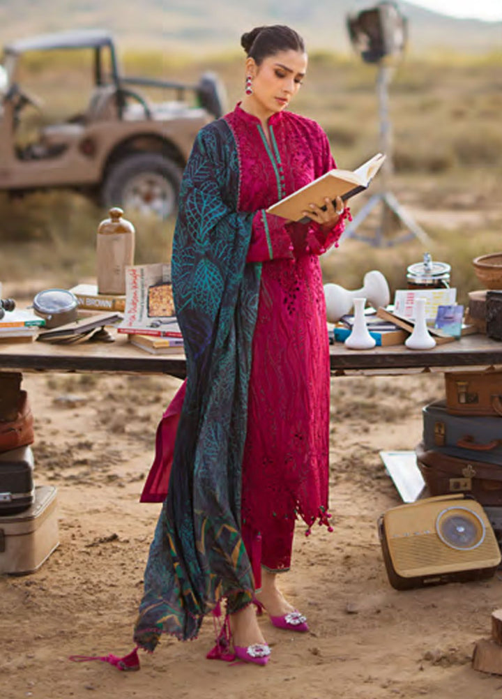 Mahiymaan By Al Zohaib Embroidered Lawn Suits Unstitched 3 Piece MAH24LL M-08 Eqal Raspherry - Luxury Collection