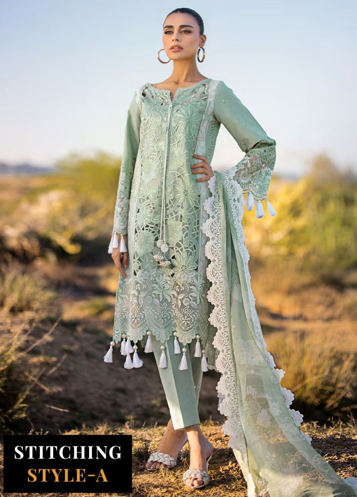 Mahiymaan By Al Zohaib Embroidered Lawn Suits Unstitched 3 Piece MAH24LL M-09 Meadow Mint - Luxury Collection