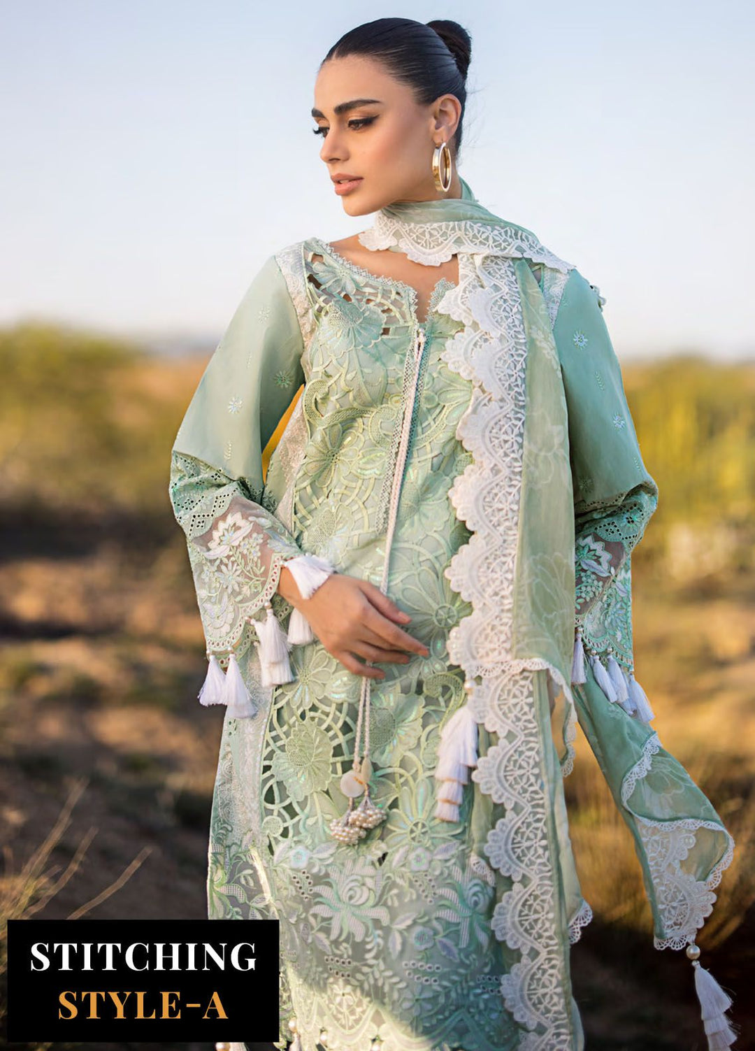 Mahiymaan By Al Zohaib Embroidered Lawn Suits Unstitched 3 Piece MAH24LL M-09 Meadow Mint - Luxury Collection